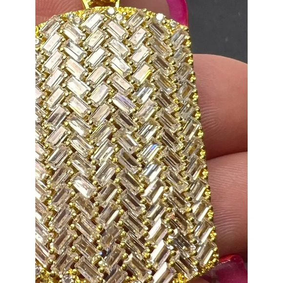 NEW Cubic Zirconia Yellow Gold Over Silver Pendant With Chain - Picture 6 of 10